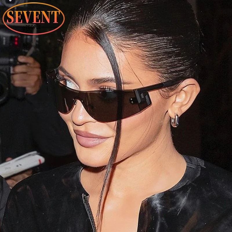 

Luxury Brand Rimless One Piece Sunglasses Women Men 2023 New Fashion Irregular Sun Glasses For Woman Trendy Small Frame Sunglass