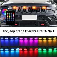 4pcs car led lights for jeep grand cherokee 2003 2021 car front grille led light raptor style grill line group