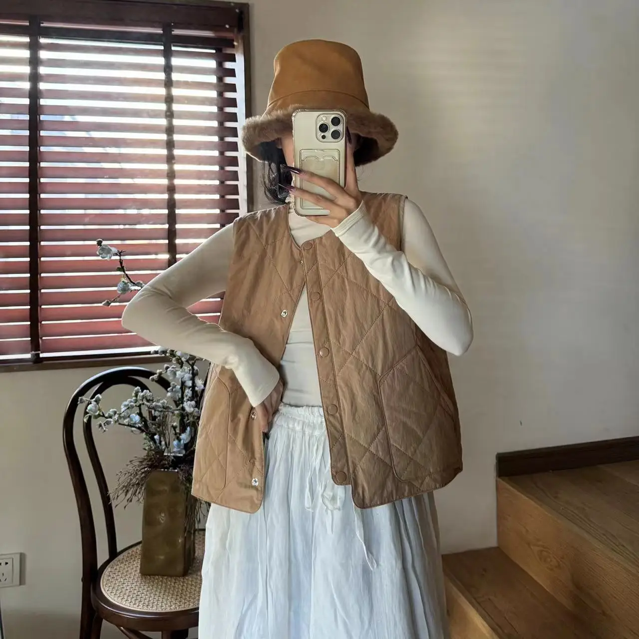 Johnature теплая бархатная хлопковая куртка жилет хлопковый 2024 осень зима новые