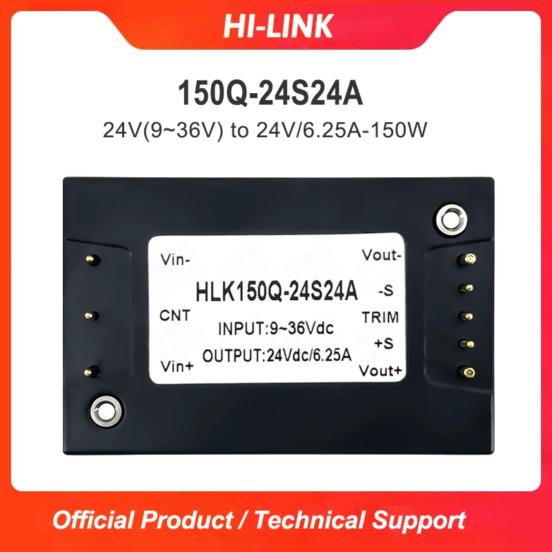 Фото Оригинальный заводской модуль питания HLK-150MQ24S24A 150 Вт DC-DC, вход 9-36 В постоянного тока, выход 24 В 6.25 А, изоляция 2100 В, блок питания 1/4 Brick №1
