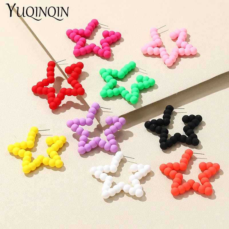 

New Fashion Big Geometric Star Hoop Earrings for Woman Polymer Clay Korean Large Ear ring for Girls Summer Travel Party Jewelry