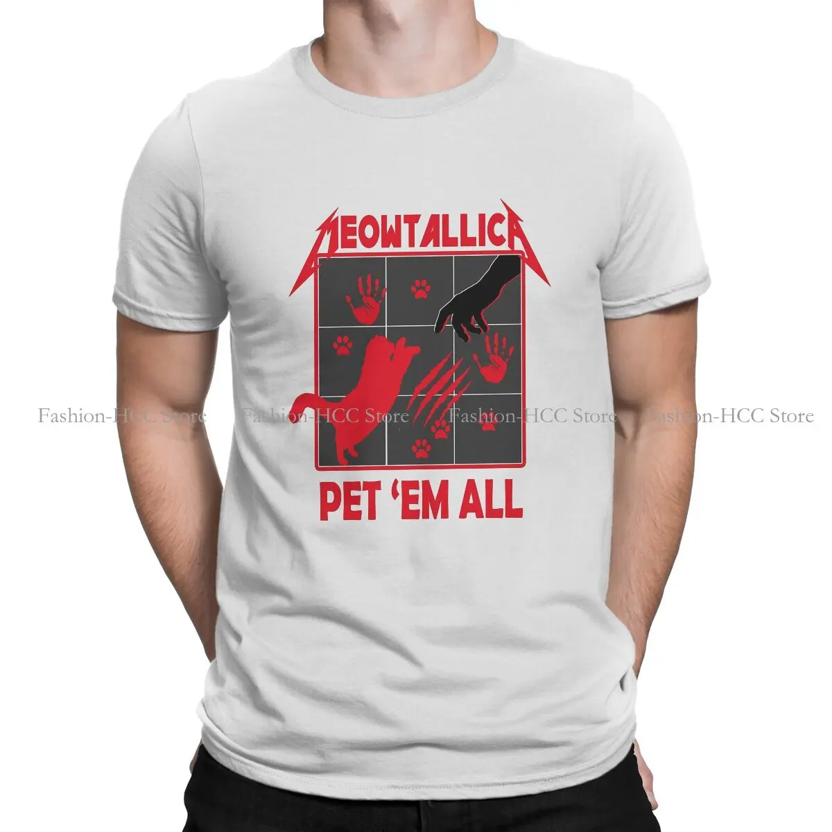 

Pet 'Em All funny cat Hipster TShirts Meow Meowtallica Male GraphicStreetwear T Shirt O Neck