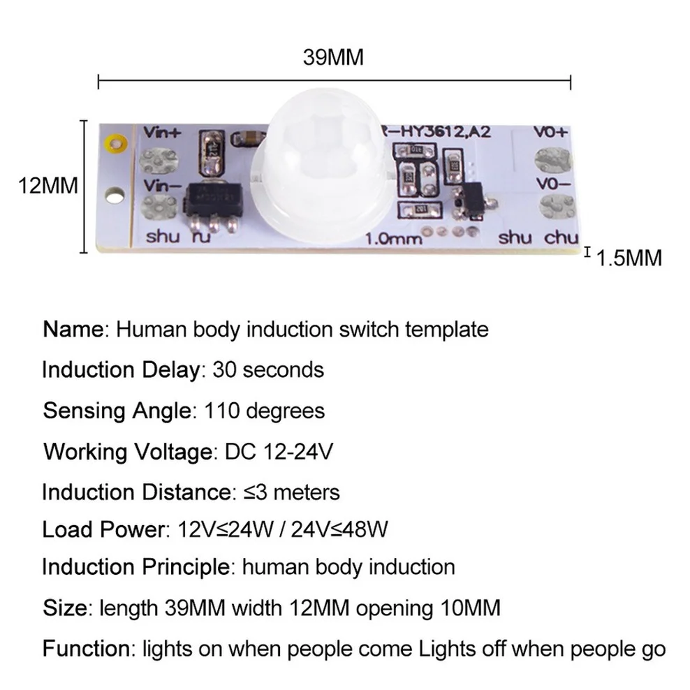 DC 12V 24V Ceiling PIR Motion Sensor Switch Module 3A IR Infrared Induction Body Detector Controller for LED Light |