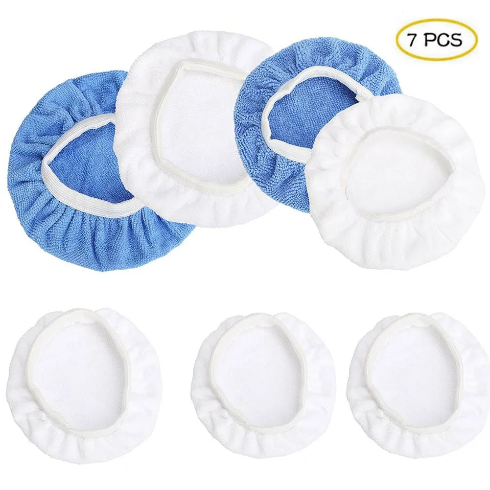 

7Pcs 9 10 Inch Car Microfiber Polisher Pad Wash Buffer Waxing Sleeve Bonnet Polishing Hood For House Auto Cleaning Accessories