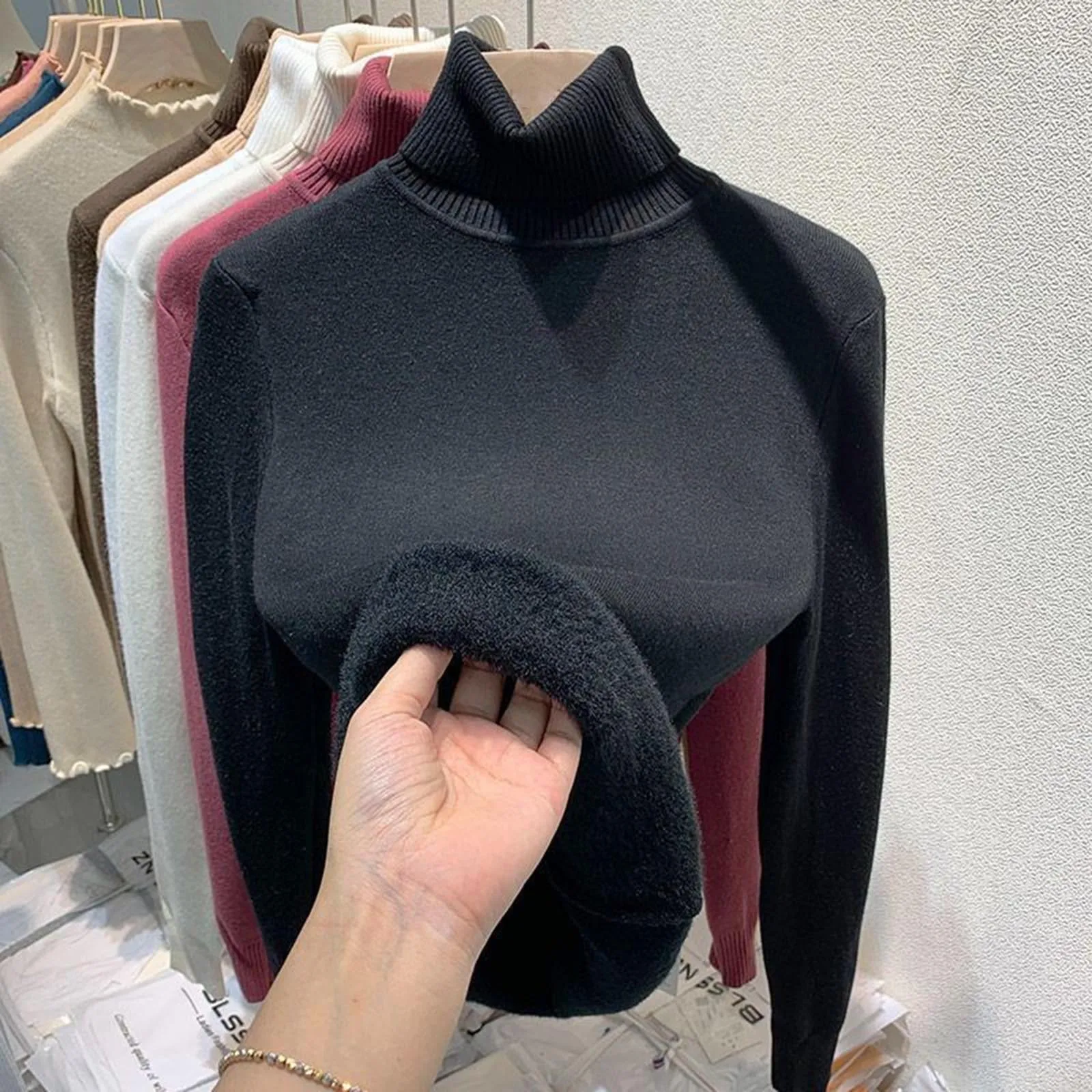 

Winter Sweater Women Elegant Thicken Velvet Lined Warm Knitted Pullover Slim Korean Fashion Solid Women Winter Warm Pullovers