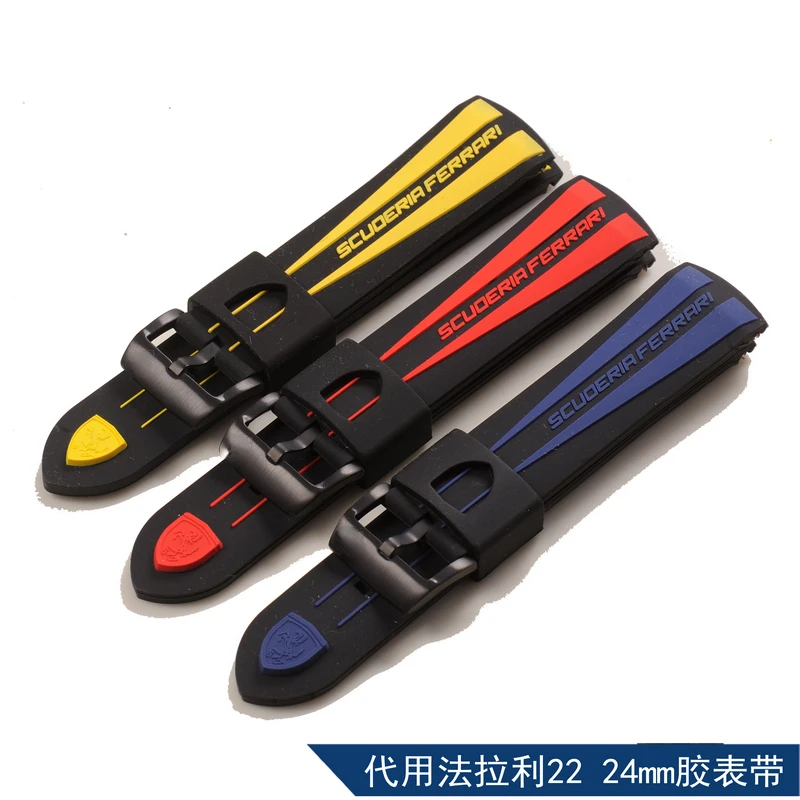 

Силиконовый ремешок для часов Ferrari Glue, водонепроницаемый, потостойкий, мягкий, удобный черный ремешок для часов, Аксессуары 22 24 мм, ремешок н...