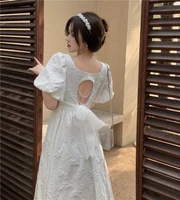 white floral dress for women party french vintage retro office lady casual club sexy dresses beading backless summer 2022 new