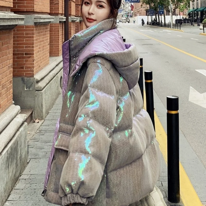 Winter Coat for Women Bread Jacket Parkas Hooded Cotton Padded Jacket Short Tops Warmth Thicker Plus Size Korean Fashion Brands