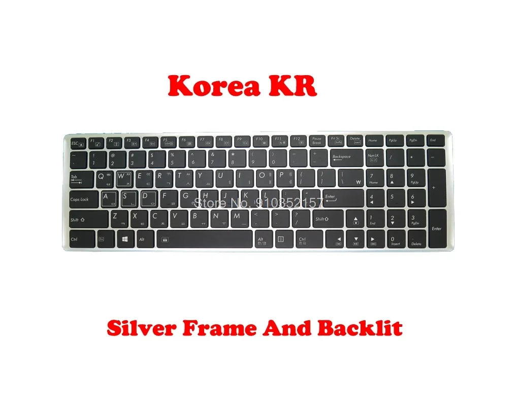 Клавиатура с подсветкой в серебряной рамке для Gigabyte P35 P35G V142645CK1 2Z703-UK355-S11S