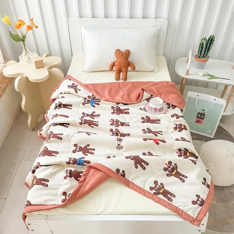 Детское летнее одеяло Songkaum, детское дышащее воздушное одеяло с рисунком животных из мультфильмов, машинная стирка, маленькое тонкое одеяло 110x150