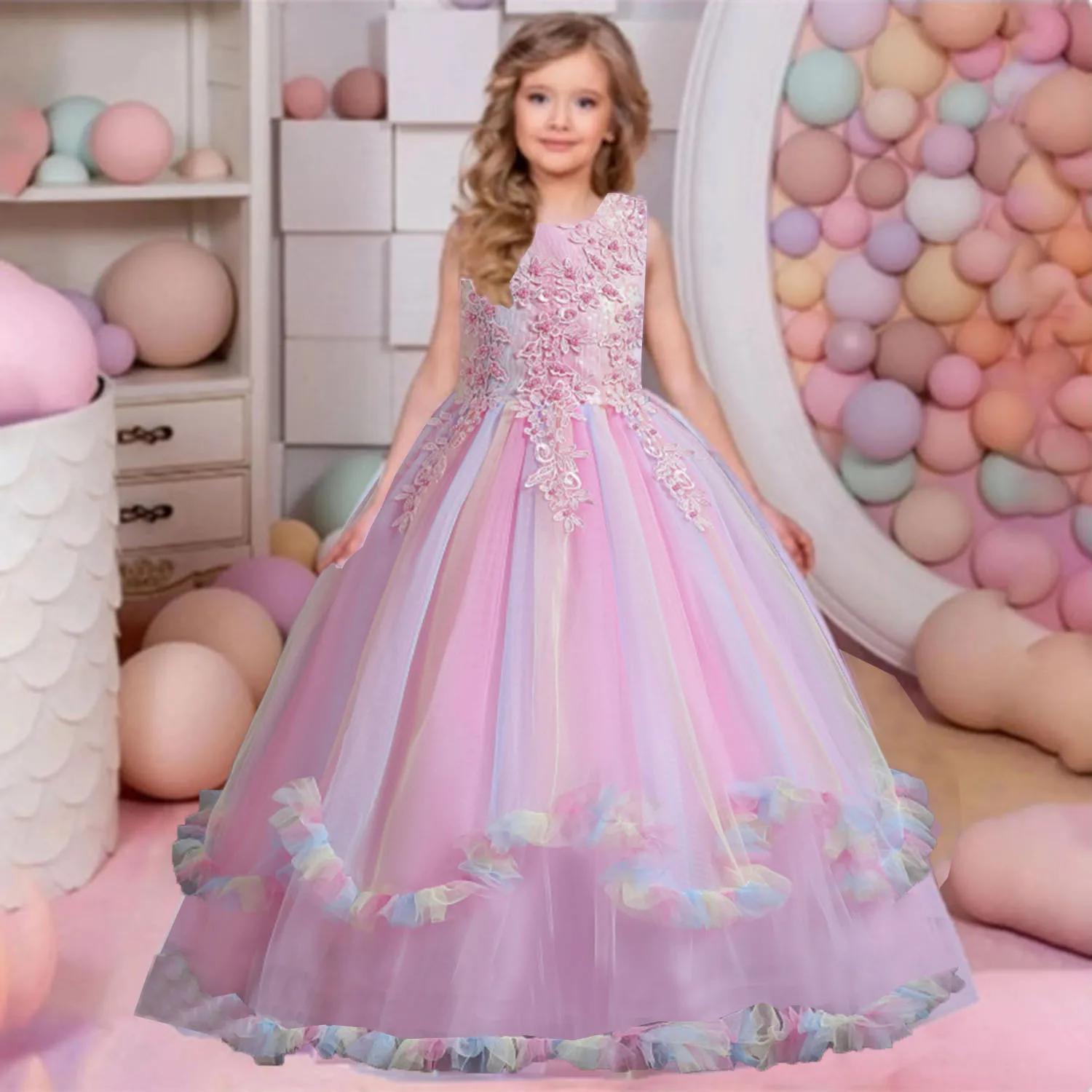 Кружевное цветочное платье Shiny Toddler для девочки