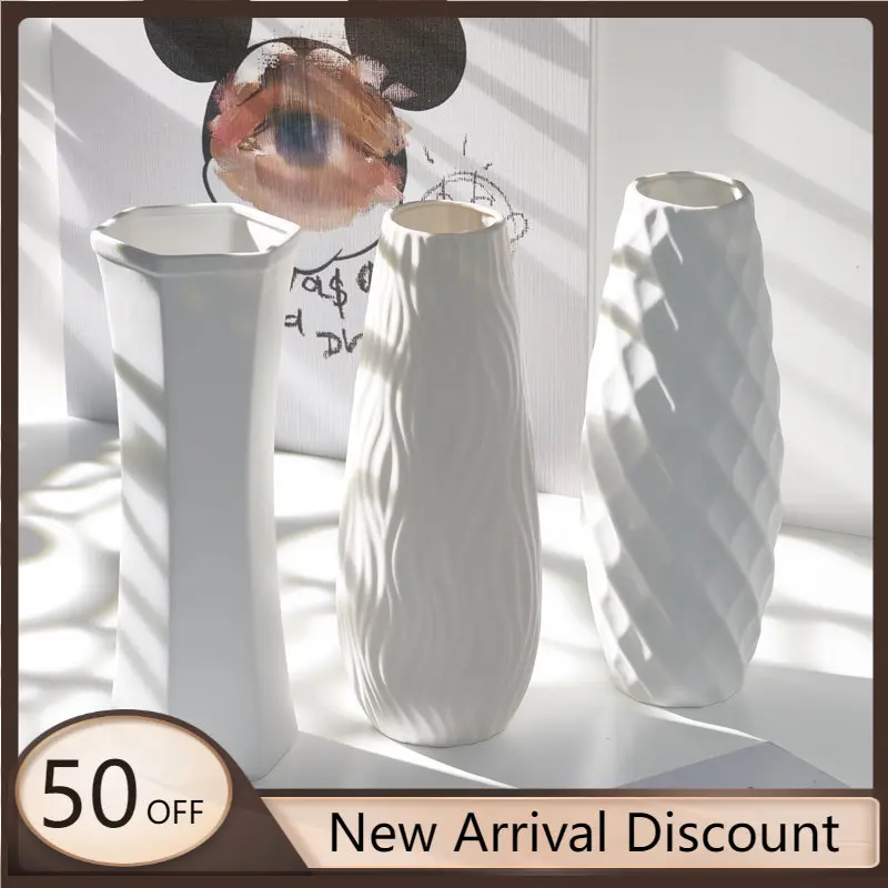 

White Large Flower Vase Ikebana Modern Free Shipping Office Minimalis Vase Single Unique Adornos Para Casa Nordic Decoration