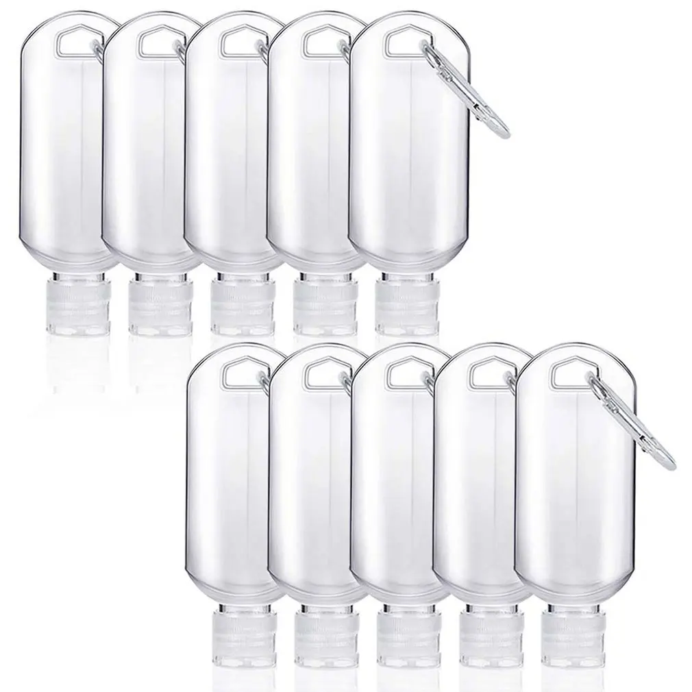 

5/10Pcs Portable Empty Bottle For 50ml Hand Sanitizer Holder Hook Keychain Carriers Flip Cap Reusable Hand Soap Bottle Wholesale