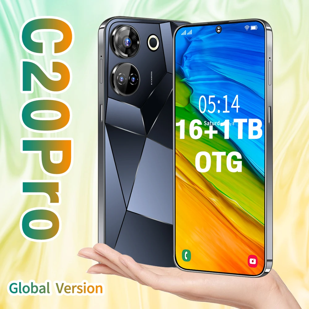 

Brand C20 Pro Smart Phone 7.3inch HD 4G/5G16GB+1TB Android13 108MP Face ID 8000mah Mobile Phones with NFC Original Cell Phone