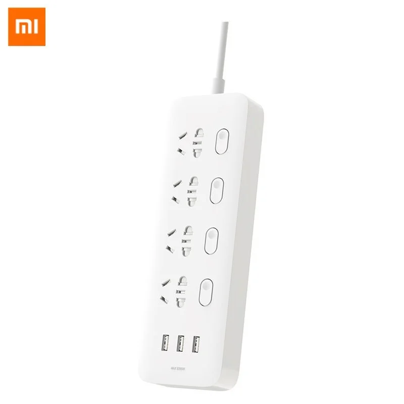 

Xiaomi Mijia Original Power Outlet 4 Ports Large Plug Expansion Terminal Board 3 5V2.1A USB Ports 2500W with Safety Switch