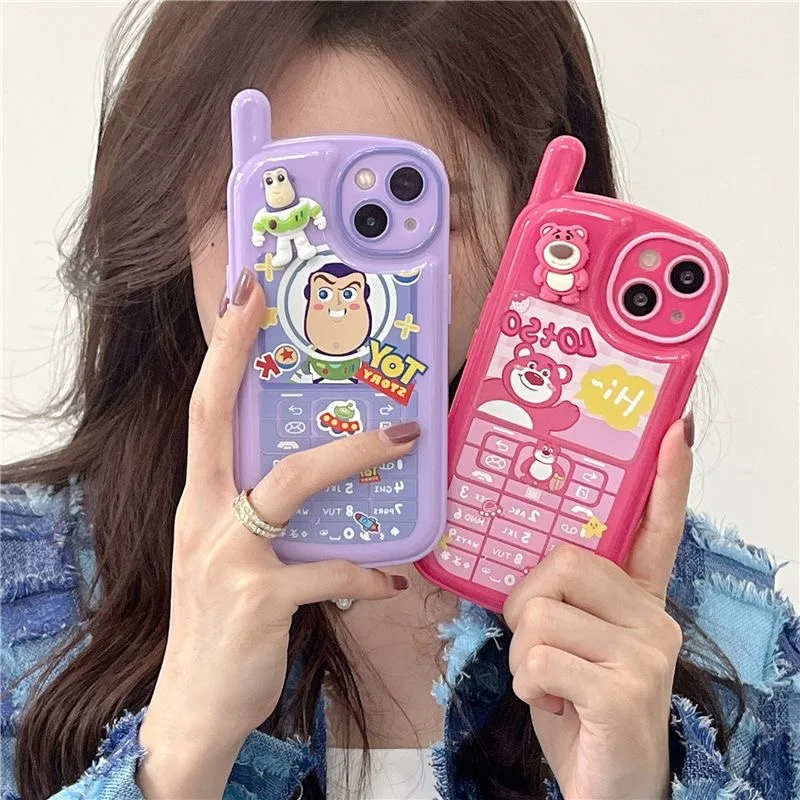 

Disney Toy Story Buzz Lightyear Lotso 3D Doll Phone Case for Iphone 11 12 13 14 Pro Max X Xs Xr Plus Silicone Anti-fall