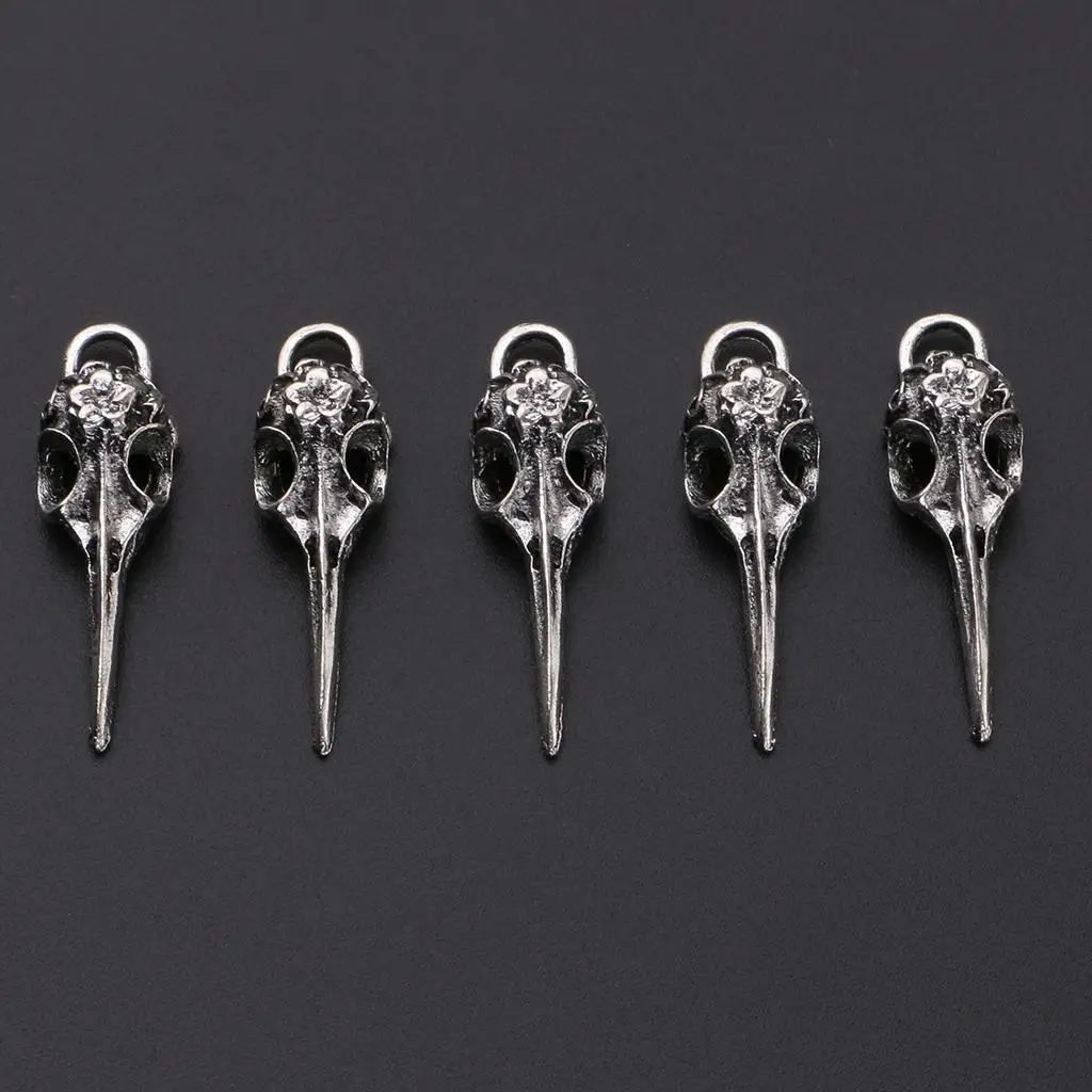 5pcs Crow Raven Bird Head Charm Pendant for Findings