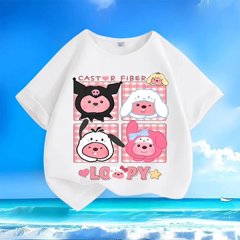 Летняя новая футболка Minso Loopy с коротким рукавом и круглым вырезом для мальчиков