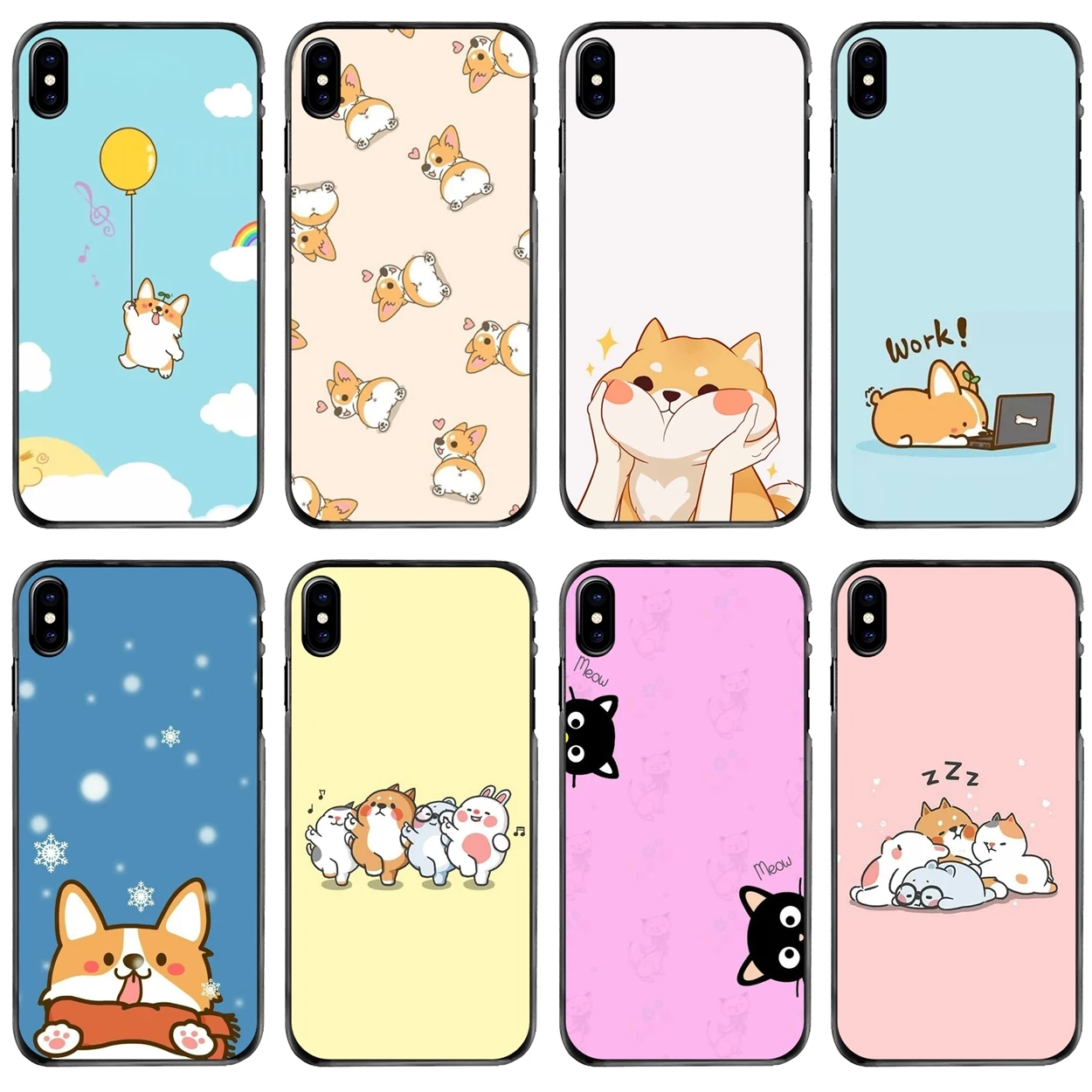 

For Apple iPhone 11 12 13 14 Pro MAX Mini 5 5S SE 6 6S 7 8 Plus 10 X XR XS Hard Phone Shell Case Cute Cat Corgi Dog Kawai