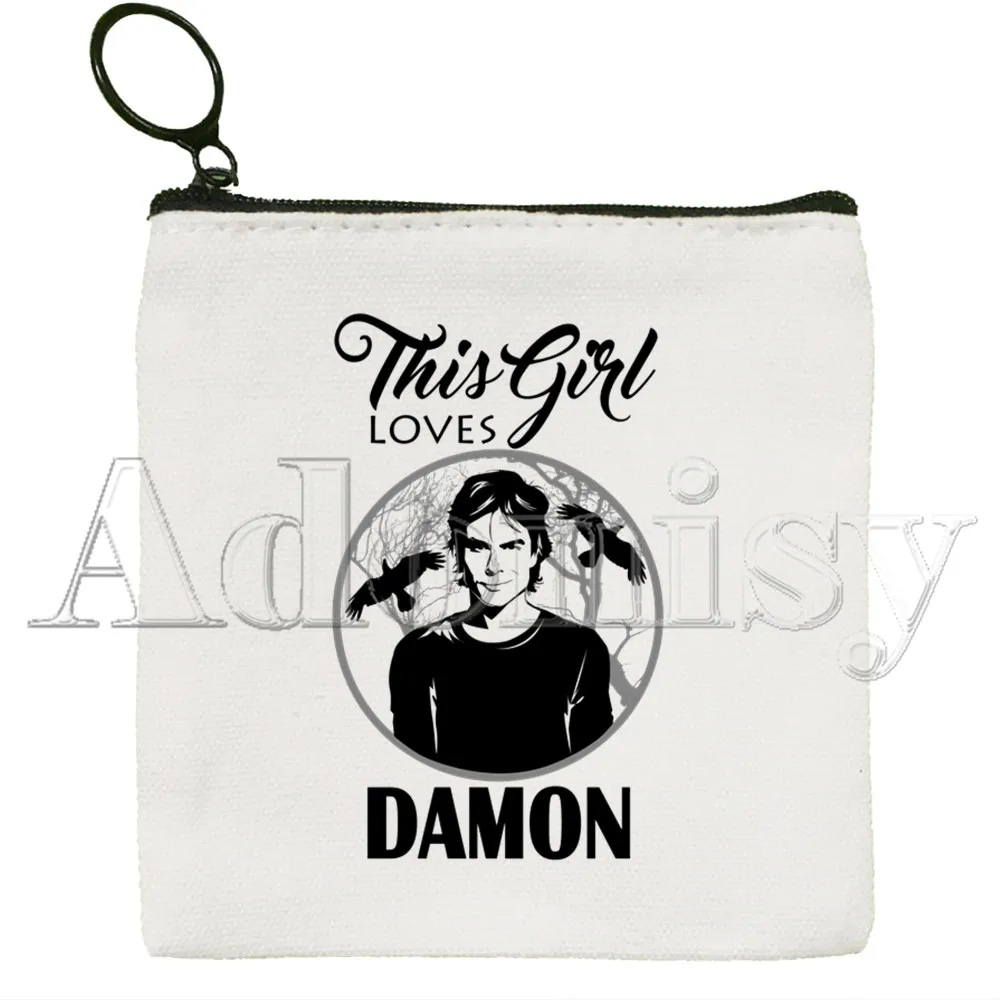 The Vampire Diaries Ulzzang Casual Harajuku 90s Cute Solid Color Canvas Coin Purse Small Fresh New Zipper Key Bag Hand Gift Bag