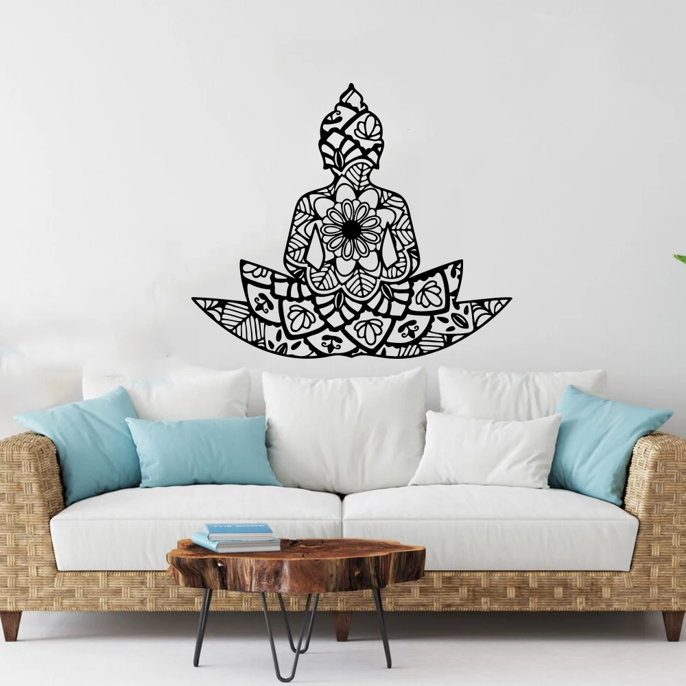 

Namaste Lotus Flower Zen tangle Buddha Wall Sticker Decal Yoga Mandala Meditation Living Room Bedroom Vinyl Home Decor