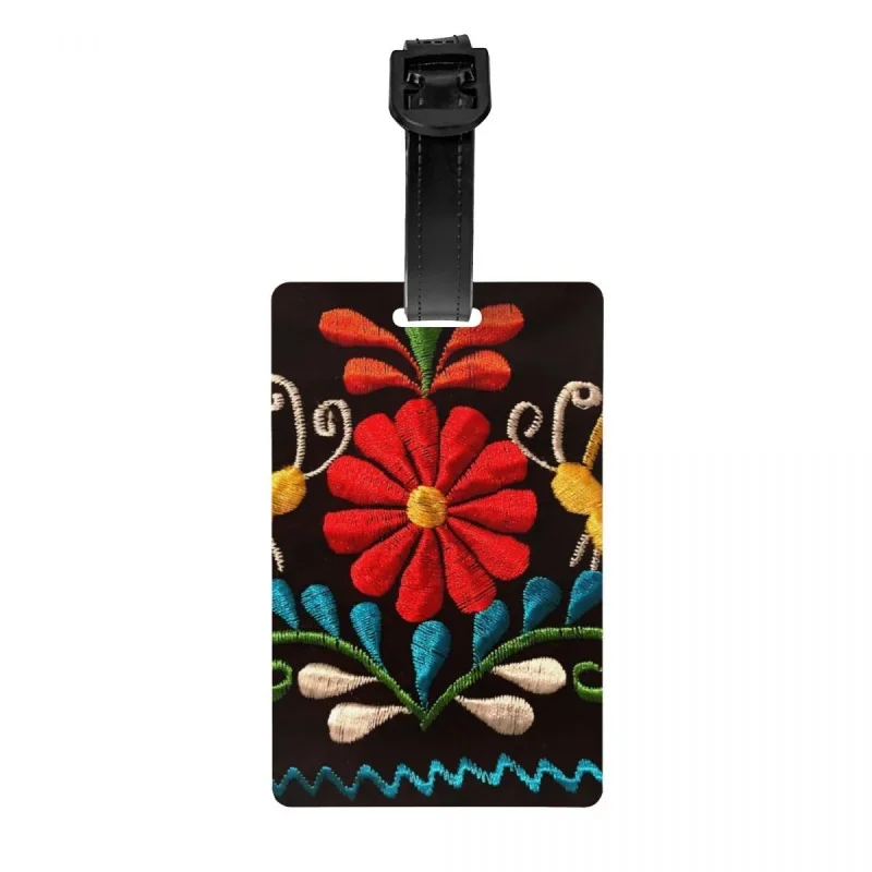 

Мексиканские бабочки и цветочный узор, бирка для багажа с именной карточкой, вышивка Otomi, арт-Обложка, бирка для удостоверения личности для путешествий, сумка, чемодан
