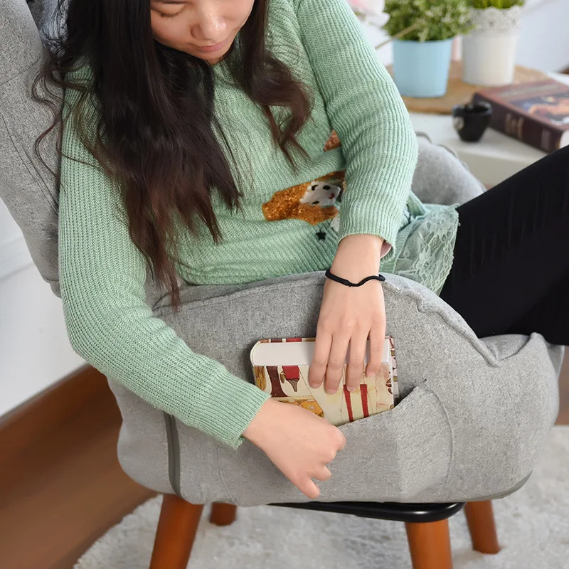 Стул акцентный в японском стиле с оттоманкой вращающаяся на 360 градусов мебель