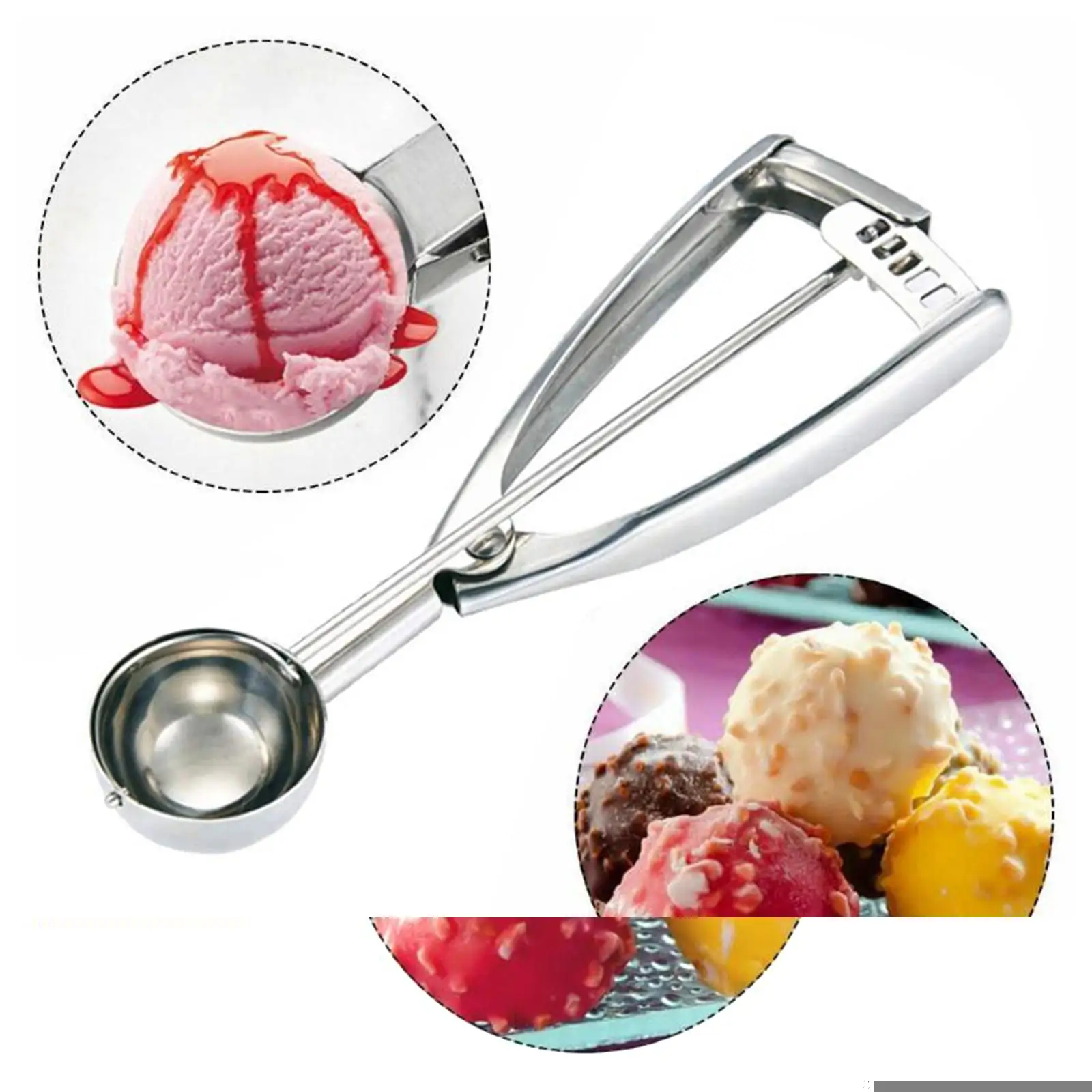 

Ice Cream Scoop Trigger Metal Cookie Spoon Ice Ball Mold Non-Stick Potatoes Watermelon Ice Cream Digger Scoop Tools