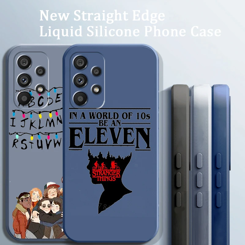 

Phone Case For Samsung A73 A53 A33 A52 A32 A23 A22 A71 A51 A21S A03S A50 A30 5G Luxury Stranger Things Cute Liquid Rope Funda