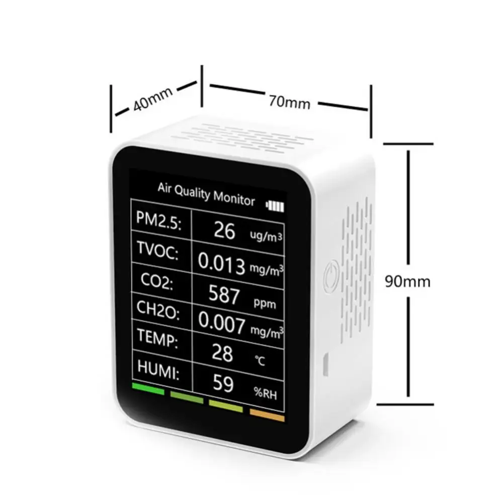 

Tuya WiFi 6 In 1 Carbon Dioxide Detector Indoor Air Quality Monitor CO2 CH2O TVOC PM2.5 Temperature Humidity Sensor Tester