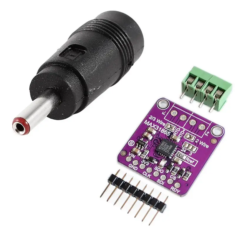 

5.5X2.1Mm Female To 3.5X1.35Mm Male Converter Plug With Max31865 Rtd Platinum Resistance Temperature Detector Module