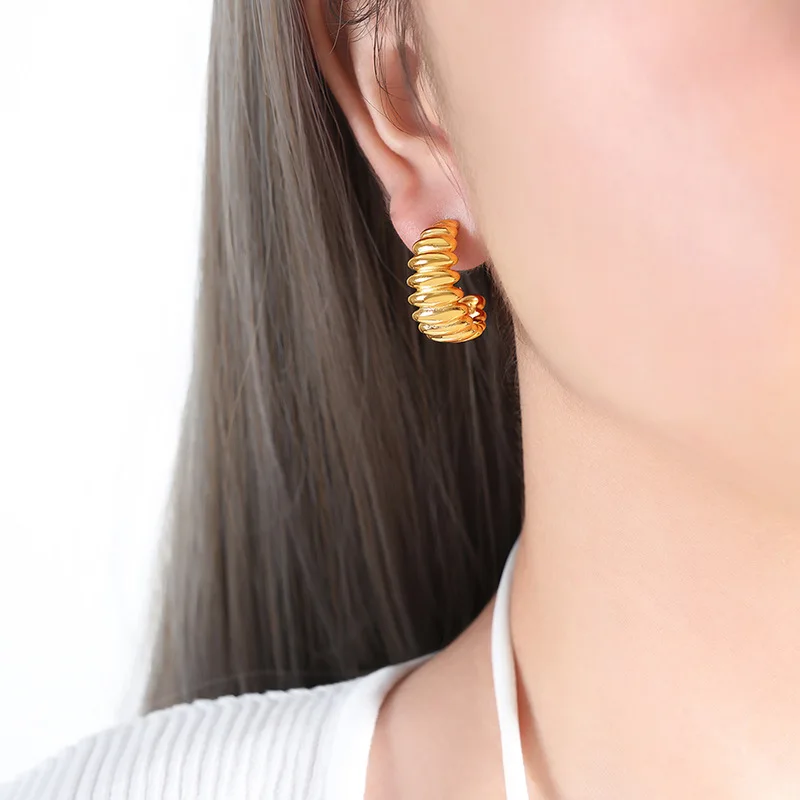 LESIEM летние стильные позолоченные серьги-гвоздики для женщин C-образные