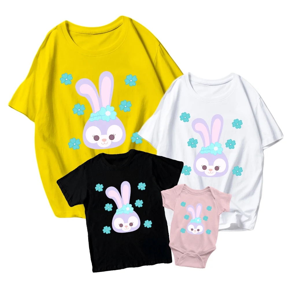 

Disney Summer T Shirts StellaLou Kids Short Sleeve Baby Girl Boy Baby Romper Family Matching Adult Unisex Trendy Sweet Printing