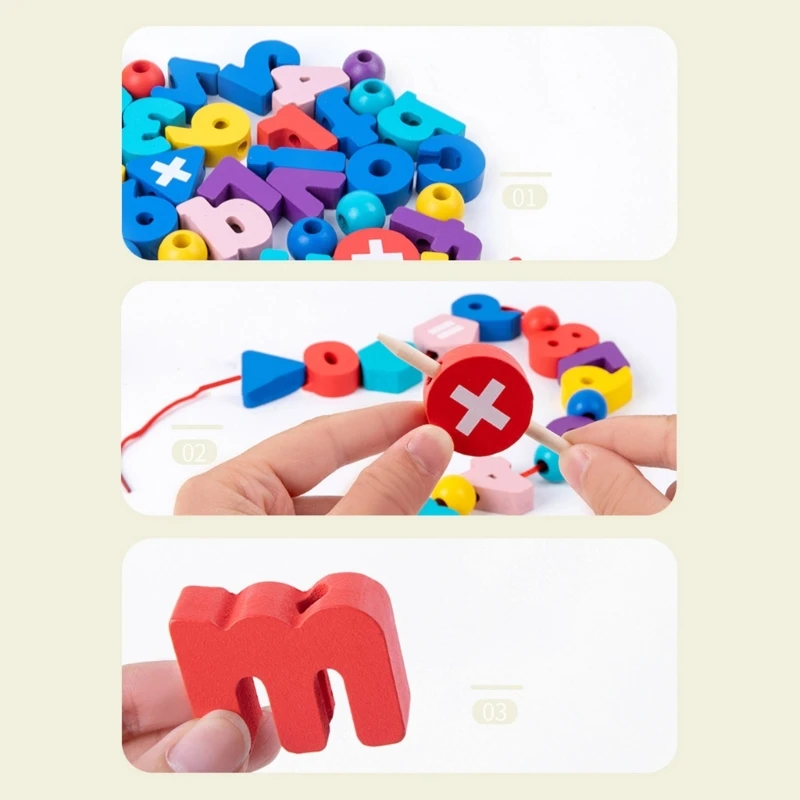 

N80C Lovely Number Alphabet Toy Lacing Puzzle Toy Environmental Friendly Threading Puzzle for Toddler Children Boys Girls