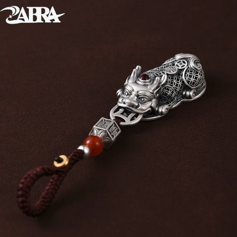 

ZABRA S999 Стерлинговое Серебро Pixiu брелок для автомобиля подвеска для мужчин и женщин индивидуальный креативный брелок для ключей Подвеска для...