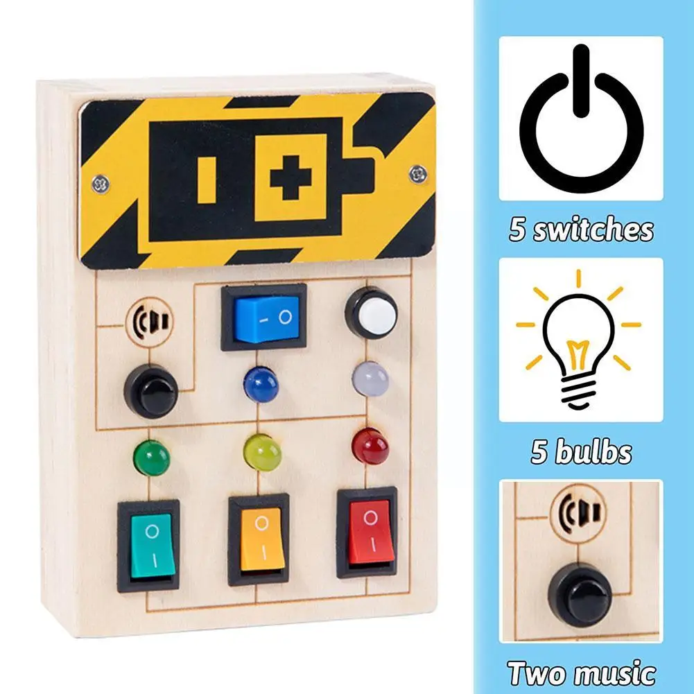 

Montessori Toy Electronic Busy Board Kids LED Light Wooden Cognitive Toys Sensory Toys Learning Educational Toddlers Switch P1Z5