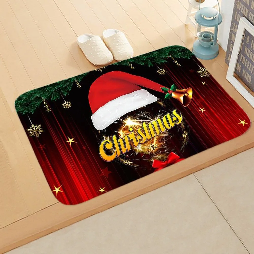 

CLOOCL Red Doormat Home Carpet for Kitchen Living Room Doormat Entrance Rugs Magic Christmas Hat Graphic 3D Printing Carpet