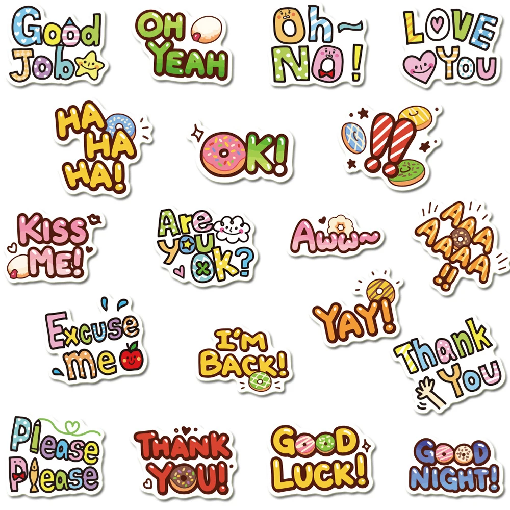 103050pcs cute cartoon motivational phrases sticker laptop phone guitar bike office study room graffiti sticker decal kids toy free global shipping