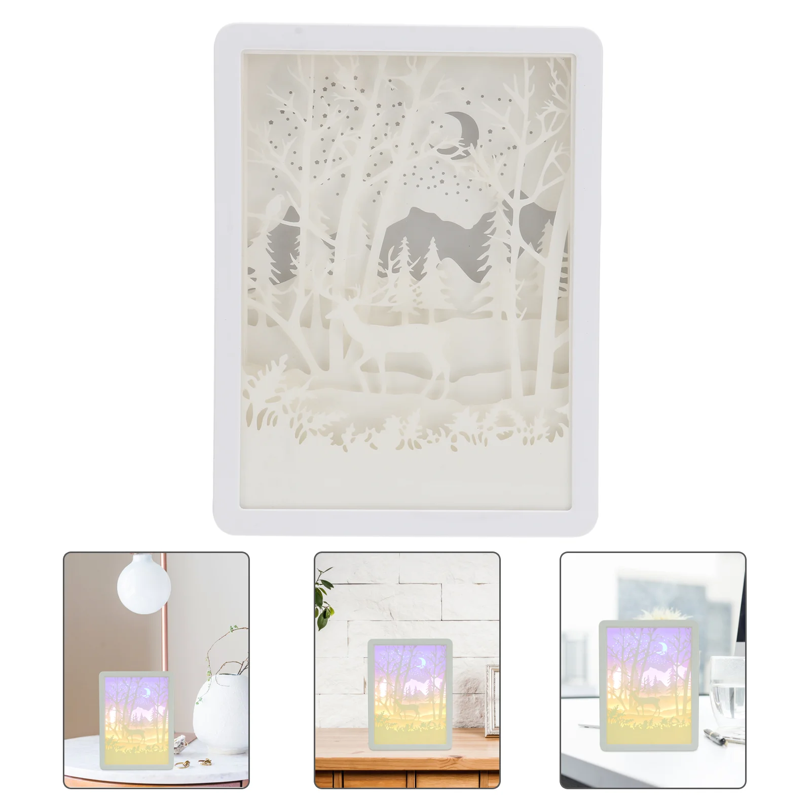 

1PC 3D Paper Light Box Papercut Light Box 3D Shadow Light for Bedside