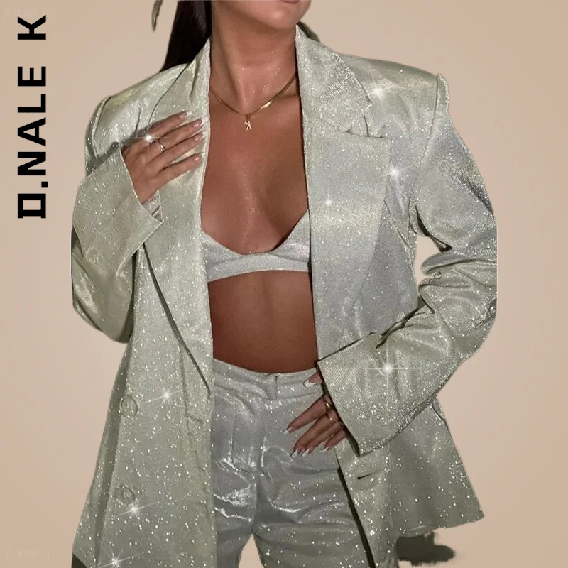 

D.Nale K New Women Set Slim Blazer And Pants Chic Long Pants Sportswear Loose Two Piece Set Elegant Soft Female Women's Suit