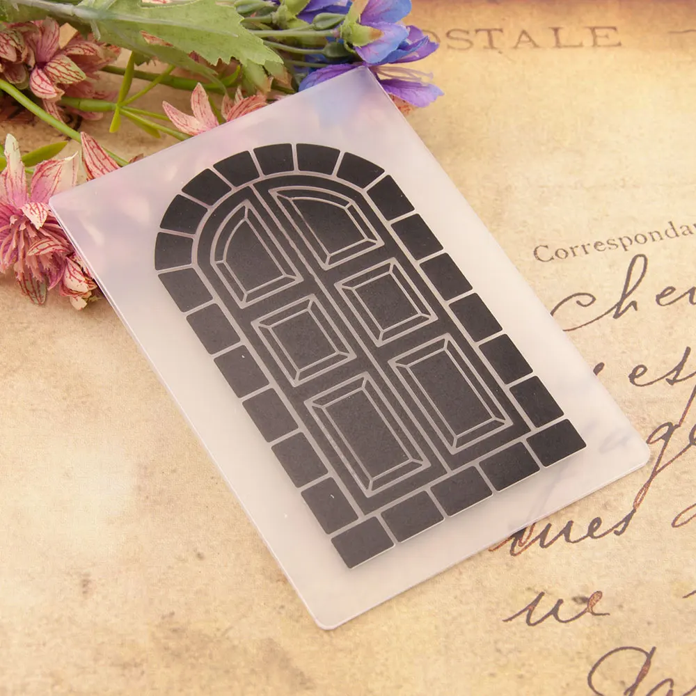 

Door Embossing folders Plastic Template for DIY Scrapbooking Crafts Making Photo Album Card Holiday Handmade Decoration Supplies