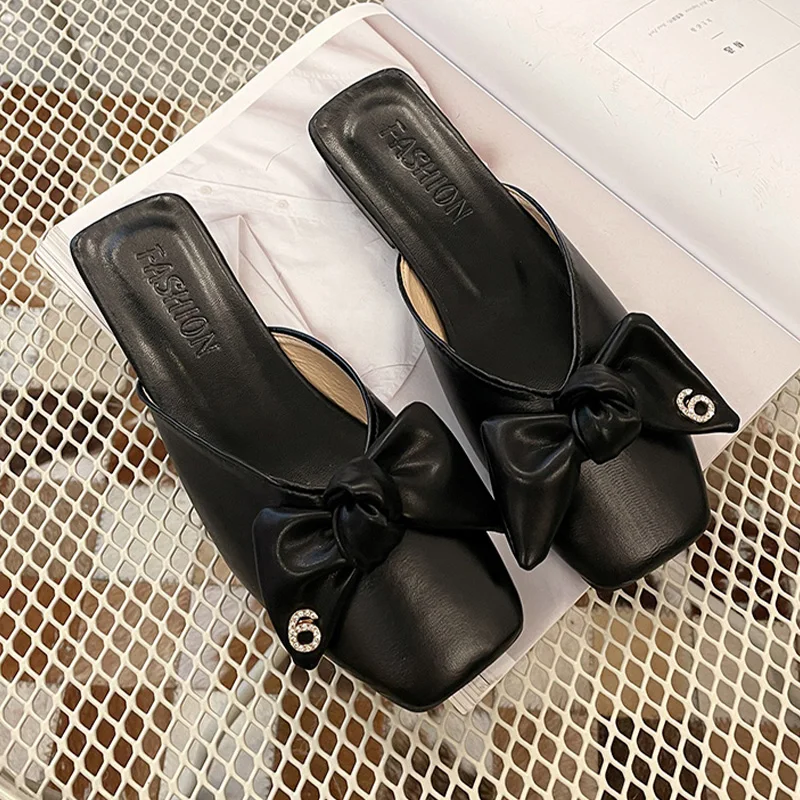 

Women Flats Casual Slippers Designer Mules Slingback Shoes 2023 Spring New Fashion Bow Flip-flops Ladies Slides Women Sandals