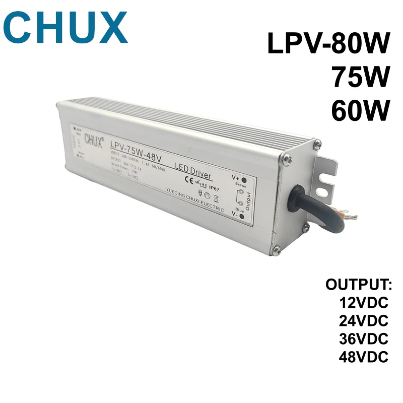 

Водонепроницаемый Импульсный источник питания CHUX 80 Вт 75 Вт 60 Вт 12 в 24 в 36 в 48 в