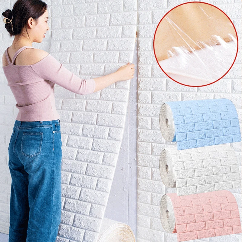 

10 Meter Wall Sticker Self-Adhesive 3D Brick Stickers Waterproof Foam Wallpaper for Kitchen Living Room TV Wall DIY Home Decor