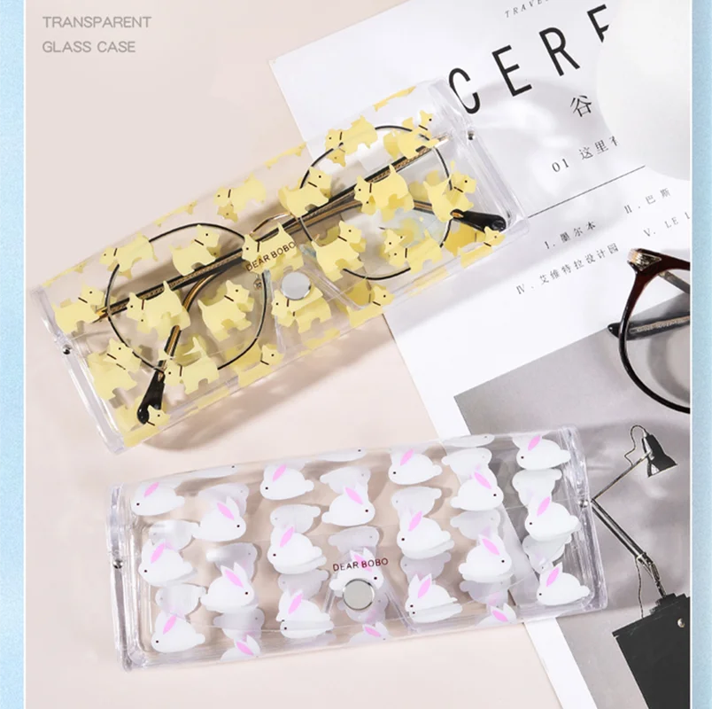 

Cartoon Travel Women Transparent PVC Eye Glasses Box Sunglasses Bag Case Protection Holder Waterproof Carry Box Eyewear Accessor