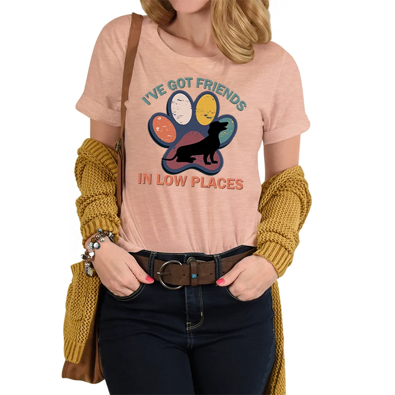 

Women T-shirts Lovely New Trendy Fashion Cute Lady Clothes Sweatshirt Tees I've Got Friends Print Tshirt Sweet Puppy T-Shirt