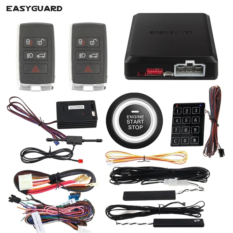 

EASYGUARD PKE car alarm passive keyless entry remote start stop & push start button 12v new style smart key