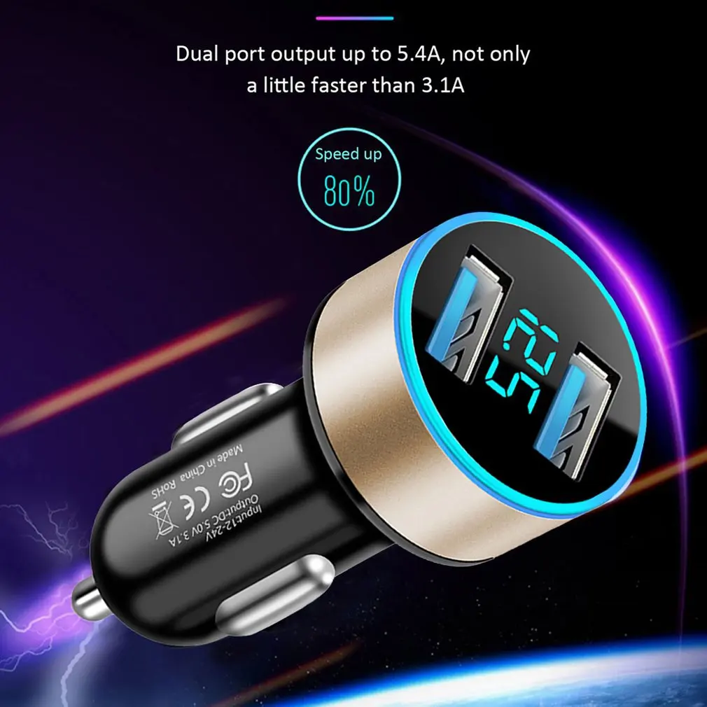 

Автомобильные аксессуары, двойной USB цифровой дисплей, автомобильное зарядное устройство, портативный автомобильный прикуриватель светод...