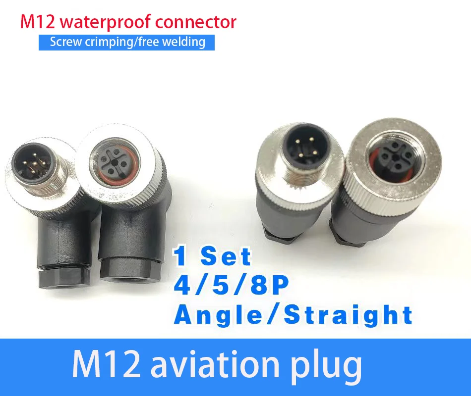 

Free Shipping M12 Sensor Connectors 4 5 8 12Pin Aviation Plugs Waterproof IP67 Male and Female Threaded Industrial Power Adapter