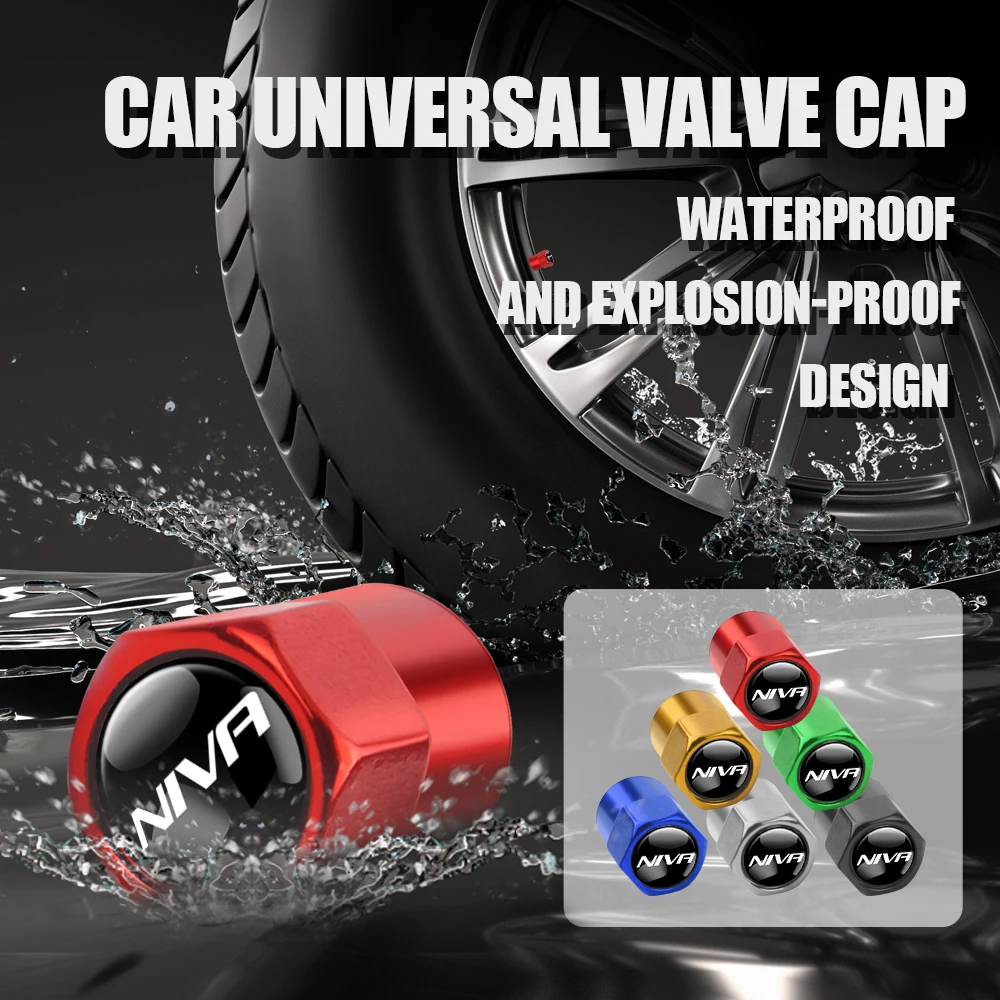 

4PCS Tire Valve Caps Car Motorcycle Theftproof Aluminum Wheel Tyre Stem Air Valve Covers for LADA Niva Emblem Auto Accessories